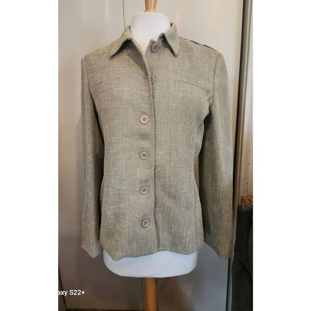 J6 Kenar women's dressy heather beige 6 button blazer long sleeve upper pockets